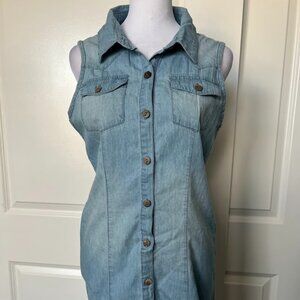 Ci Sono Denim Collection Sleeveless Jean Button Up Dress Size Medium